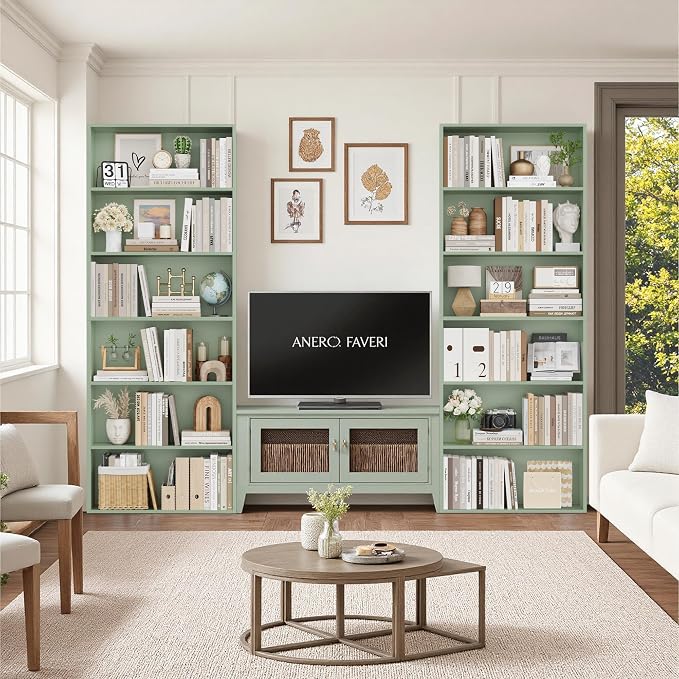 FOTOSOK 6-Tier Open Bookcase and Bookshelf Set of 2, Freestanding Display - Image 3