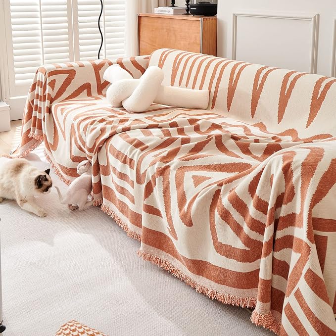 VClife Boho Couch Cover for Dog, Checkered Plaid Couch Covers for Girls Woman - Image 7