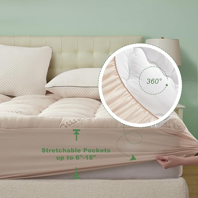 BEDLORE King Mattress Topper Viscose Derived from Bamboo, Thick Pillow Top - Image 6