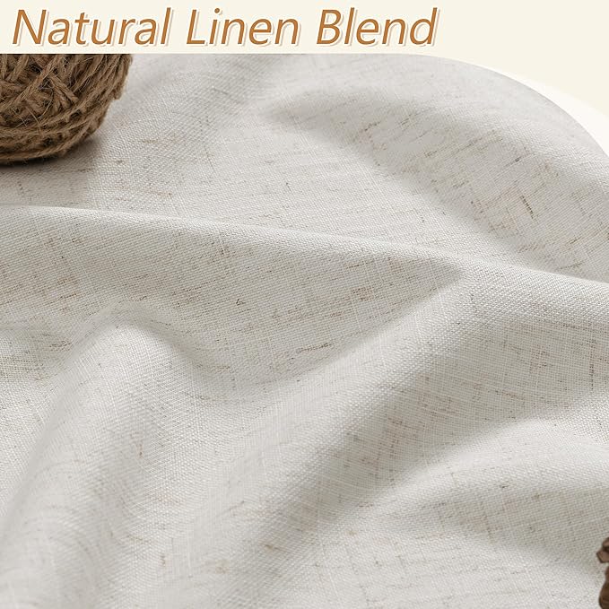 Guken 90 Inch Long Boho 100% Blackout Linen Curtains - Image 3