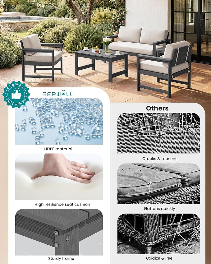 SERWALL Gray HDPE Outdoor Loveseat - Image 9