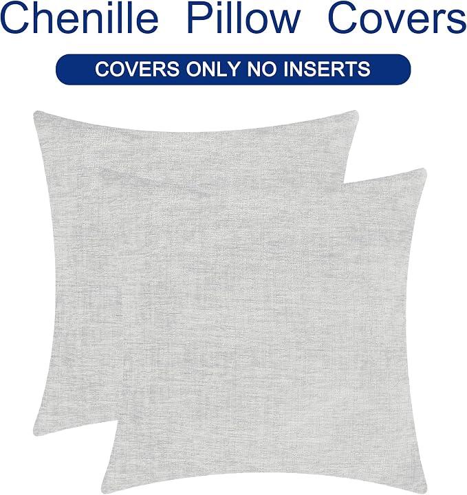 CaliTime Throw Pillow Covers Decorative 26 X 26 Inches Pack of 2 Cozy Chenille - Image 6