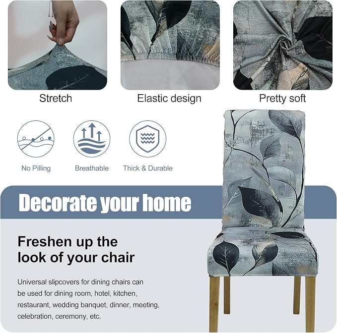 BIETYONE Stretch Dining Chair Covers Set of 6, Soft Removable Washable Kitchen - Image 3