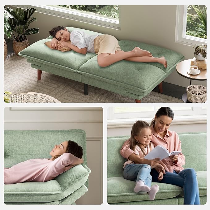LINSY HOME Futon Sofa Bed, 3 in 1 Convertible Comfy Loveseat Sleeper Sofa Bed - Image 7