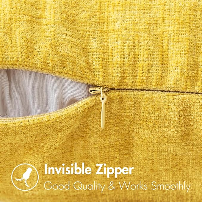 MIULEE Pack of 2 Couch Throw Pillow Covers 20x20 Inch Soft Yellow Chenille - Image 3