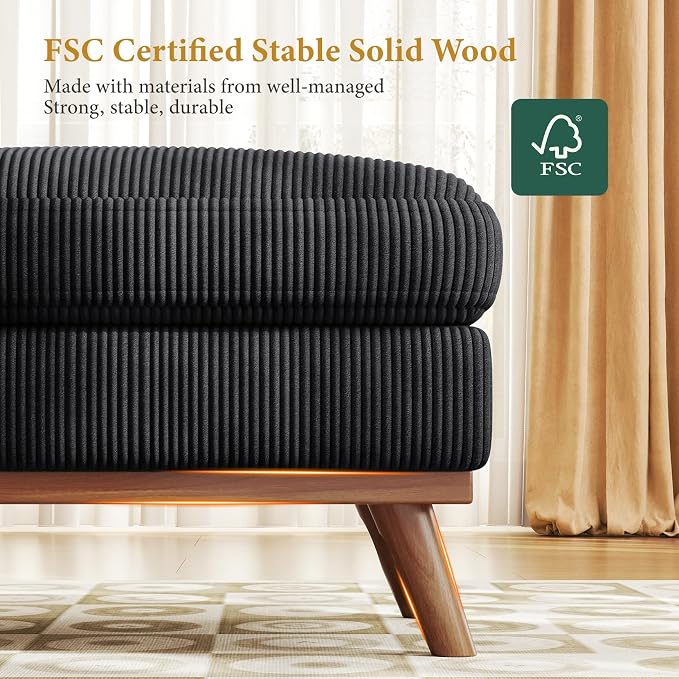 Vesgantti Large Ottoman for Modular Sofa, 29.5" Corduroy Ottoman - Image 5