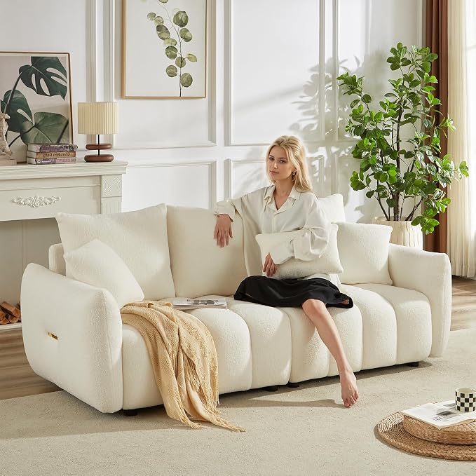 Antetek Set of 3 Teddy Sofa for Living Room, Modern 2 Units Deep Seat Sofa - Image 5