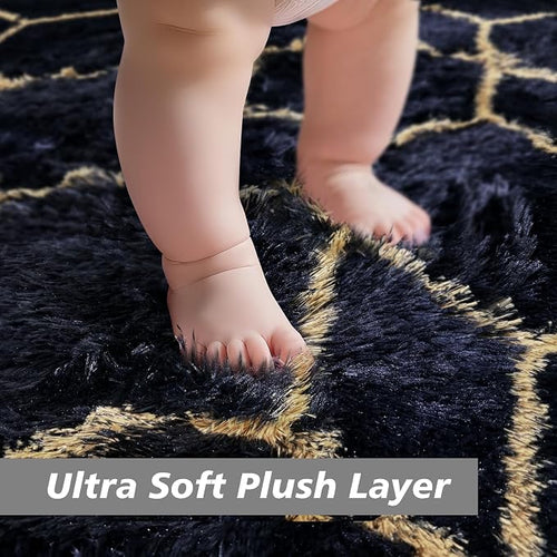 6x9 Fluffy Area Rugs for Living Room, Shag Area Rug for Bedroom, Geometric Soft - Image 2