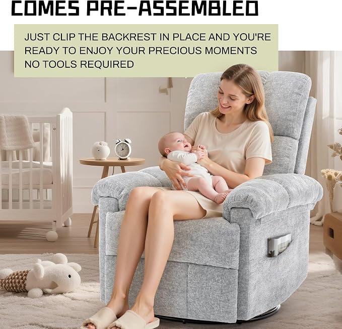 Korser Recliner Chair, Swivel Rocker Recliner Chair - Image 9