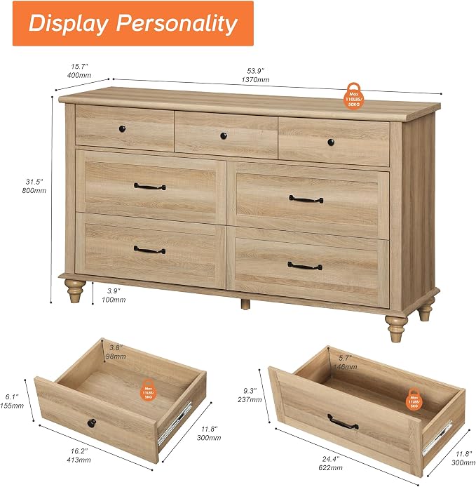 WAMPAT Farmhouse 7 Drawers Dresser - Image 2