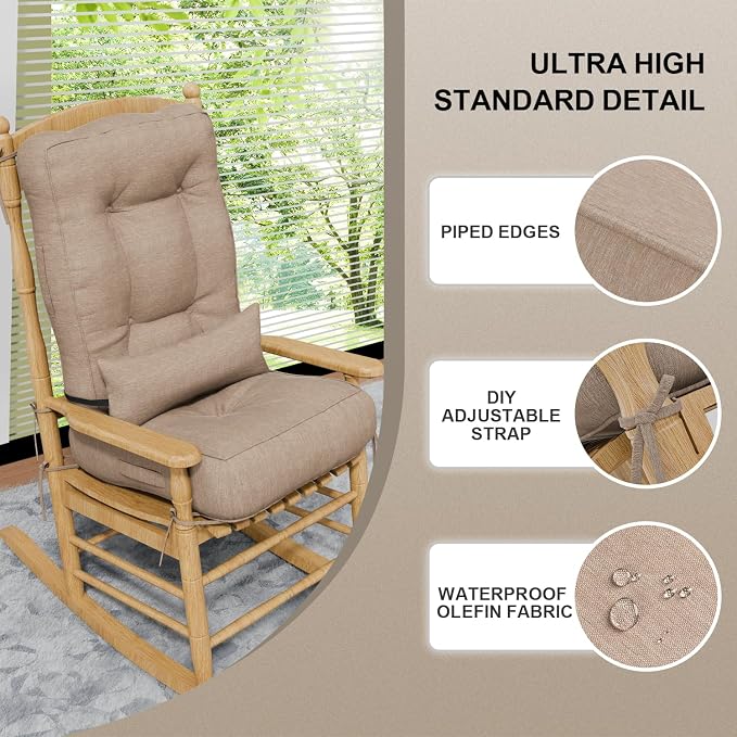 Rocking Chair Cushions with Pillow, Waterproof and Fade-Resistant Thicken - Image 6