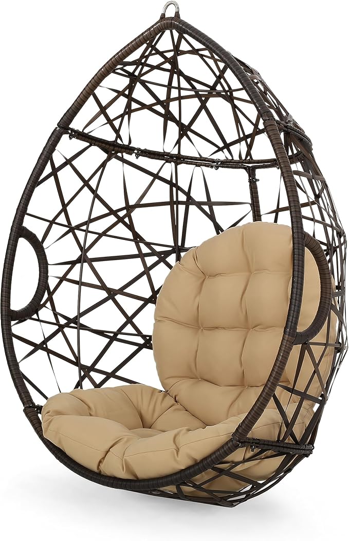 Christopher Knight Home Isaiah Indoor/Outdoor Wicker Tear Drop Hanging Chair - Image 7
