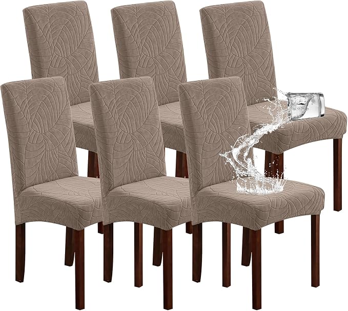 Genina Waterproof Chair Covers for Dining Room, Stretch Jacquard Dining Chair by Genina