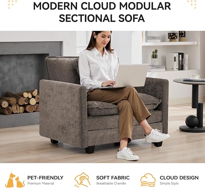 WUTUTUEE 41'' Modern Chenille Oversized Chair, Upholstered Accent Living Room - Image 6