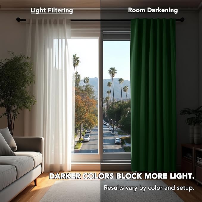 Deconovo Blackout Curtains, Thermal Insulated, W52 x L45 2 Panels, Back Tab - Image 3