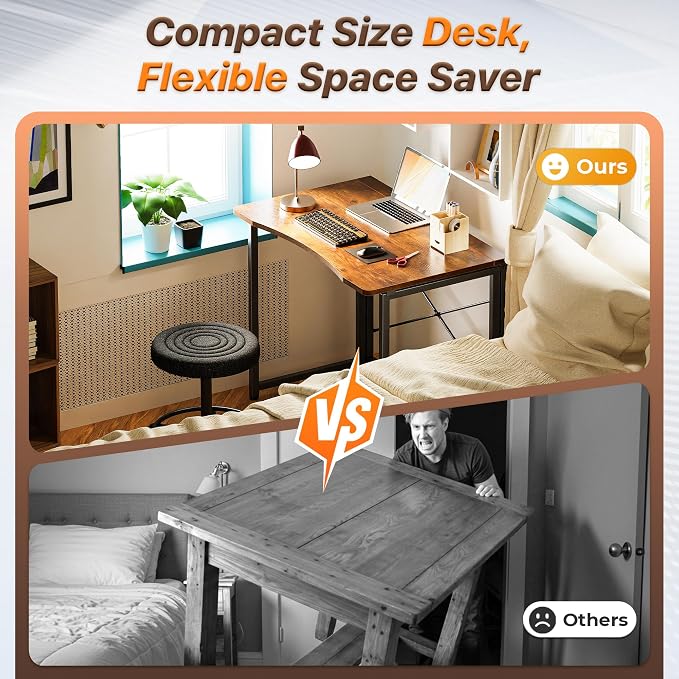 Huuger Folding Desk for Small Spaces, 31.5 Inch Foldable Computer Table - Image 3