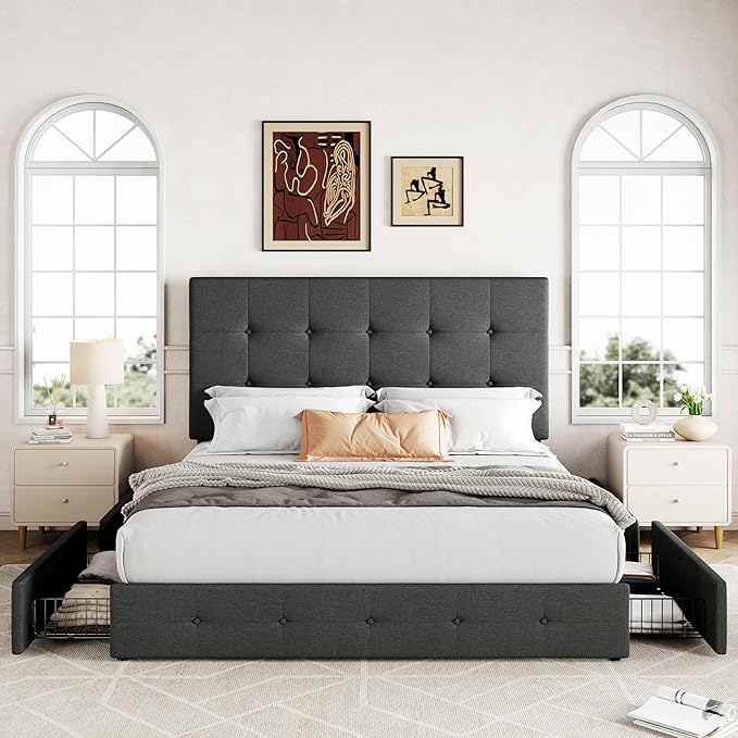 Allewie Upholstered Queen Size Platform Bed Frame - Image 3