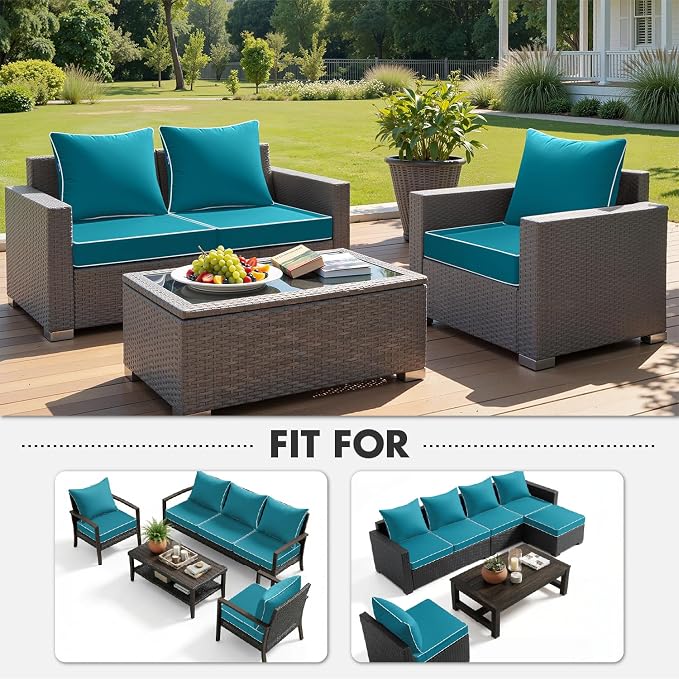 MIULEE Teal Outdoor Seat Cushion 24x24 Inch Waterproof & 3 Year Fade Resistant - Image 5