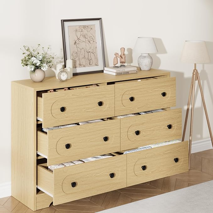 Garvee 6 Drawer Dresser for Bedroom, Wooden Mid Century Modern Chest of Drawers - Image 4