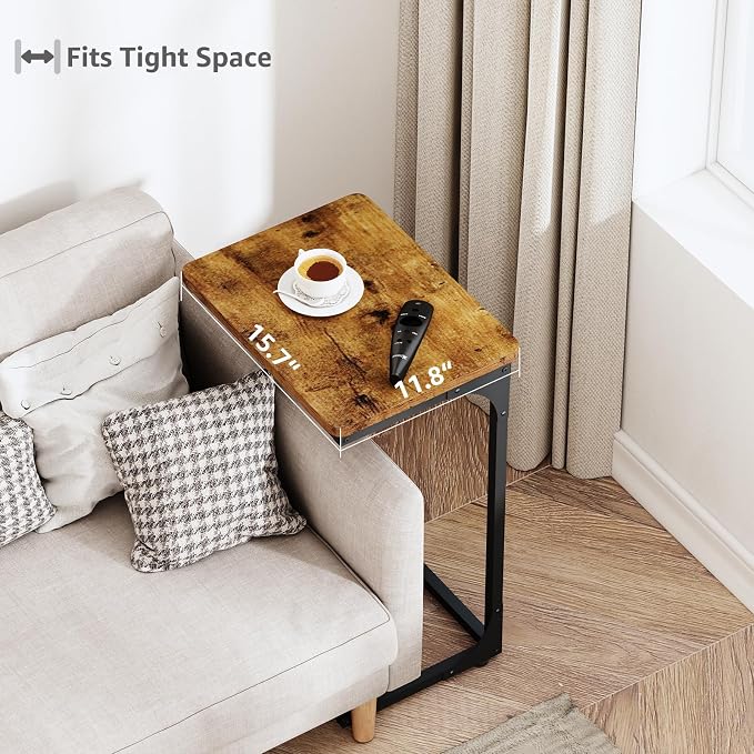 QEEIG C Shaped Side Table Set of 2 Living Room Sets Couch Tray Tables Small - Image 4