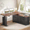 SEDETA Farmhouse L Shaped Standing Desk, 55 inch Height Adjustable Corner Desk by SEDETA