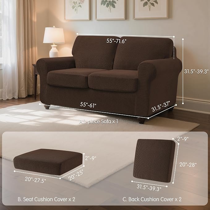 SUBRTEX 5 Pieces Stretch Sofa Slipcover Sets Couch Cover Sets Backrest Cushion - Image 3