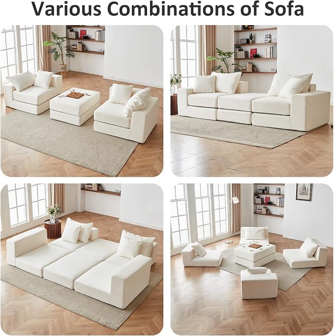 Modular Sectional Loveaeat Cloud Sofa, Boneless Couch - Image 6