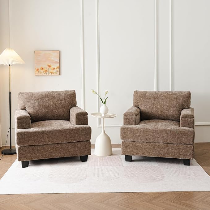 Oversized Living Room Chairs Set of 2, Comfy Accent Chair by Fryruwa