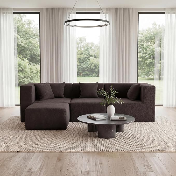 MONVANE 103'' Modular Sectional Sofa, Comfy Teddy Velvet Cloud Couch - Image 7