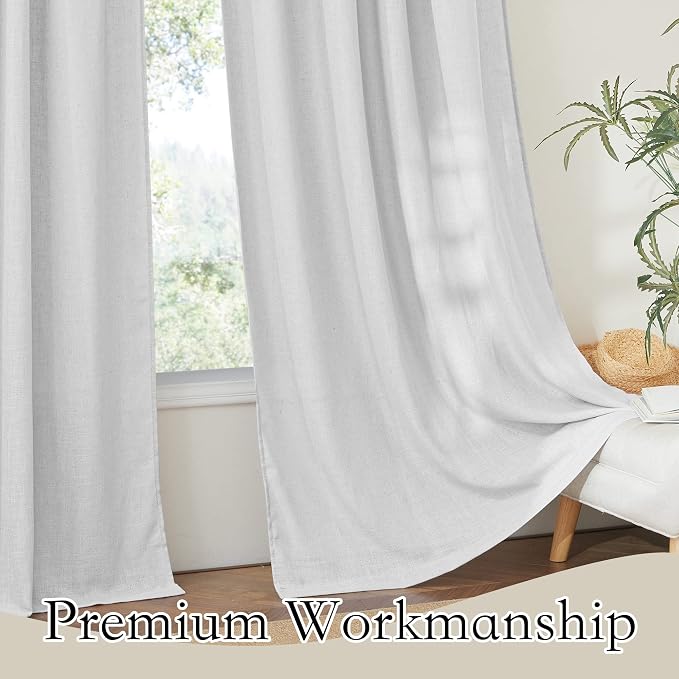RYB HOME Linen Textured Curtains Semi Sheer Window Curtains Light Filtering - Image 5