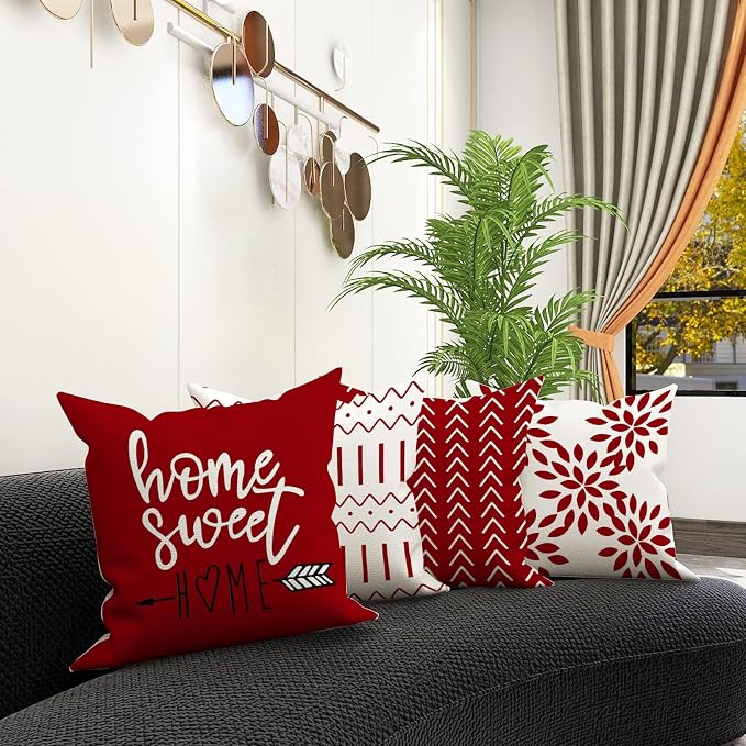 YCOLL Christmas Pillow Covers 20x20 Set of 4, Modern Sofa Throw Pillow Cover - Image 5
