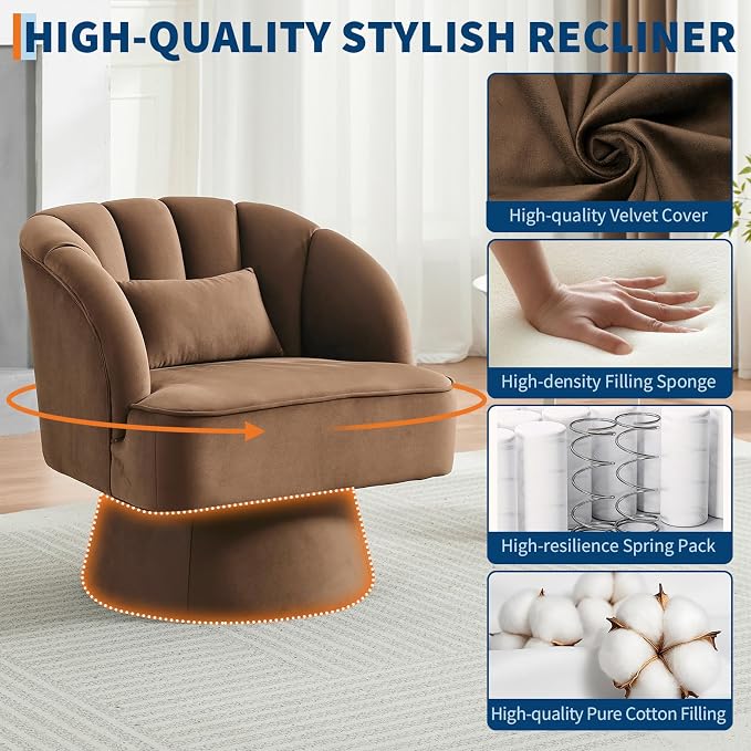 Garvee Ultra-Plush Swivel Accent Chair, 360° Barrel Lounge Chair - Image 7