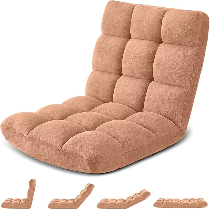 Folding Floor Gaming Chair 14-Poistion Cushioned Adjustable Floor Lazy Sofa by Avocahom