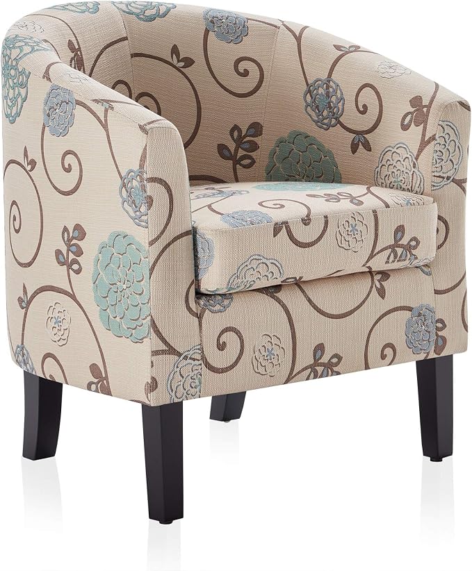 BELLEZE Living Room Chair, Linen Round Accent Barrel Chair, Club Tub Sofa Chair - Image 6
