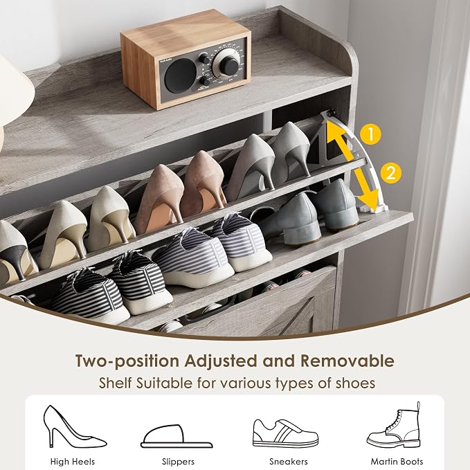 Nicetree Shoe Cabinet Storage for Entryway, Narrow Shoe Storage Cabinet - Image 6