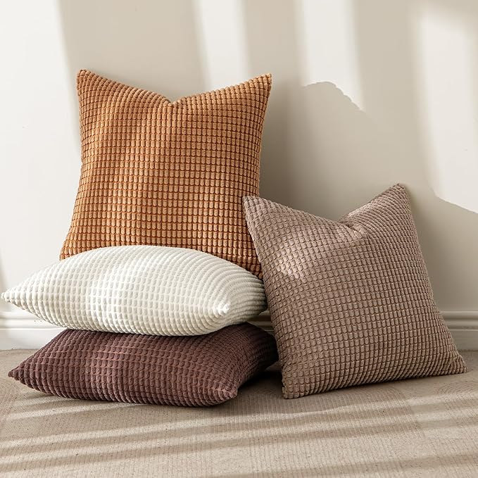 MIULEE Modern Farmhouse Decorative Lumbar Pillow Covers 20x20 Inch Set of 4 - Image 2