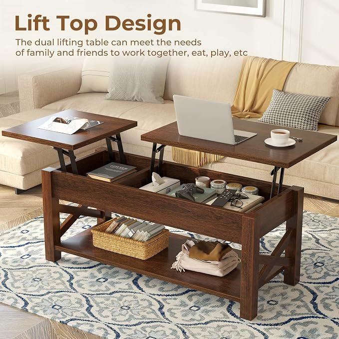 Rolanstar Coffee Table, 47.2" Lift Top - Image 7