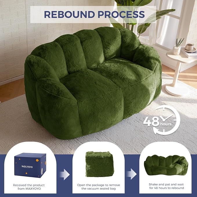 MAXYOYO Bean Bag Chair for Adults, Loveseat Floral Shaped Bean Bag Sofa - Image 8