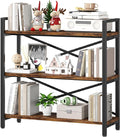 3 Tier Bookshelf 31.49" Width, Wood and Metal Etagere Bookcase, Vintage by Homeiju