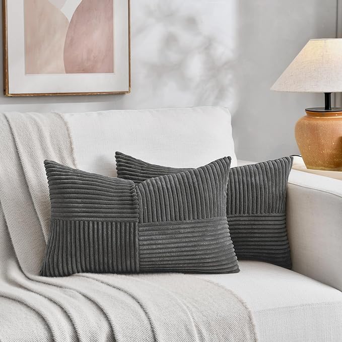 Fancy Homi 2 Packs Dark Gray Lumbar Decorative Throw Pillow Covers 16x32 Inch - Image 5