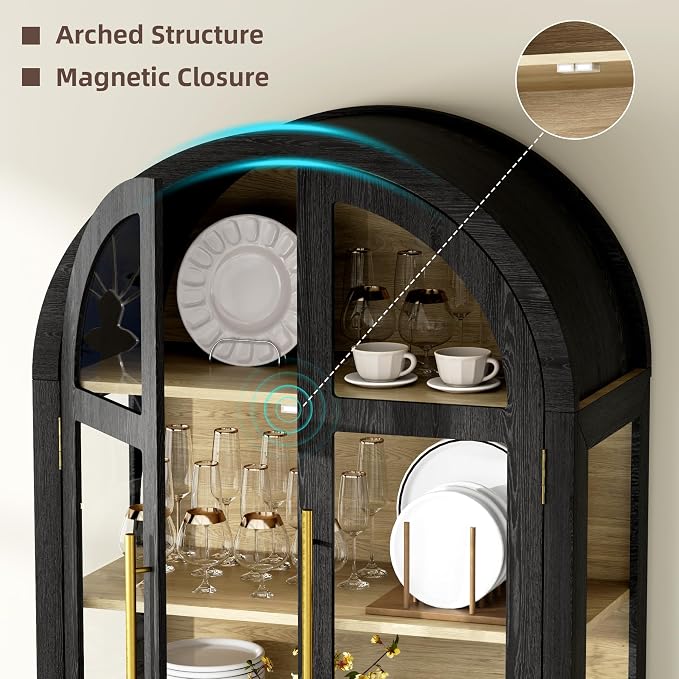 Vlsrka 71" Arched Curio Cabinet - Image 6