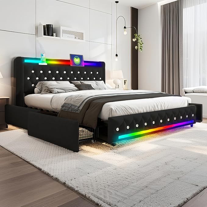Music Player Full Bed with Bluetooth Speakers, USB&Type C Charging Ports - Image 4