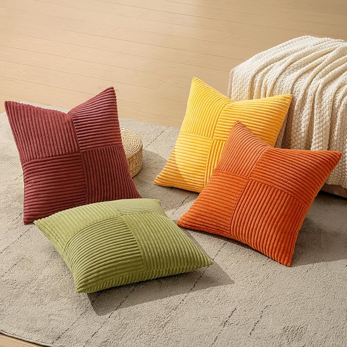 MIULEE Yellow Orange Rust Throw Pillow Covers 20x20 Inch 4 Packs Boho Farmhouse - Image 7