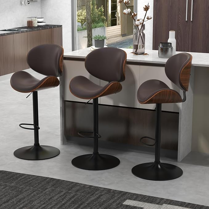 civama Bar Stools Set of 3 for Kitchen Counter, Adjustable Bar Height Chairs by civama