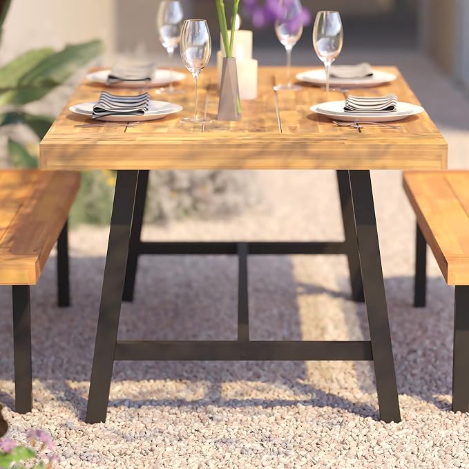 Flash Furniture Rafe Commercial Grade Acacia Wood Dining Table - Image 6
