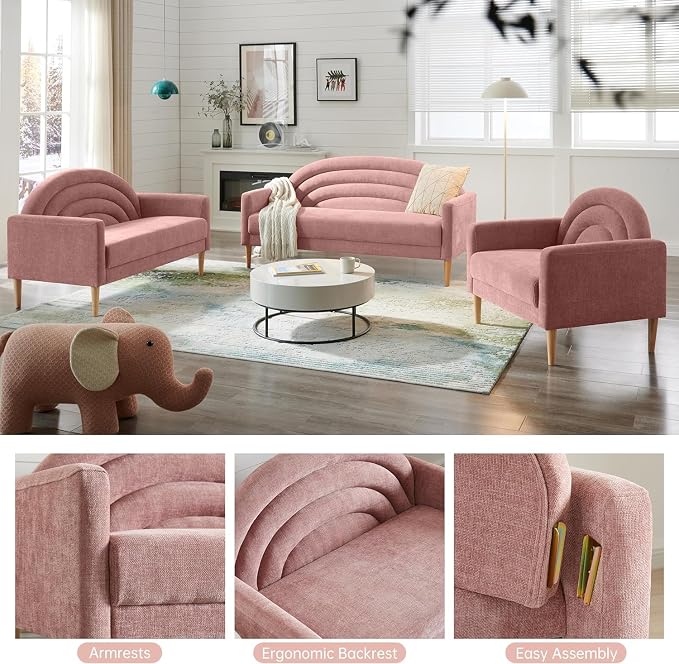 63" Small Loveseat Sofa for Small Spaces, Mid Century Modern Sofa, Linen - Image 8