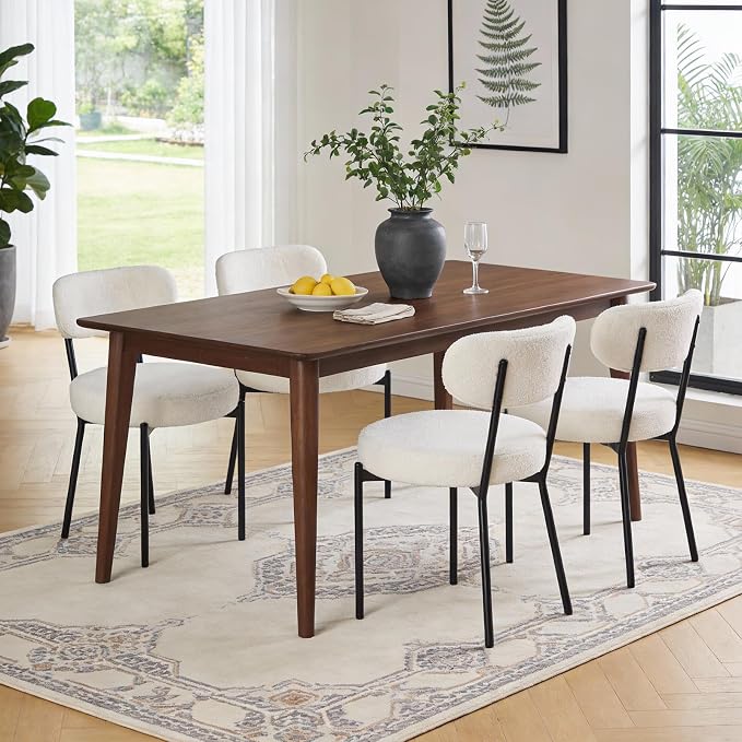 DUMOS Dining Chairs Set of 4, Mid Century Modern Chair Round Upholstered Curved - Image 8
