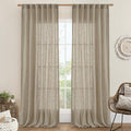 LAMIT Taupe Sheer Linen Curtains, 108 inch Light Filtering Semi Sheer Panels by LAMIT