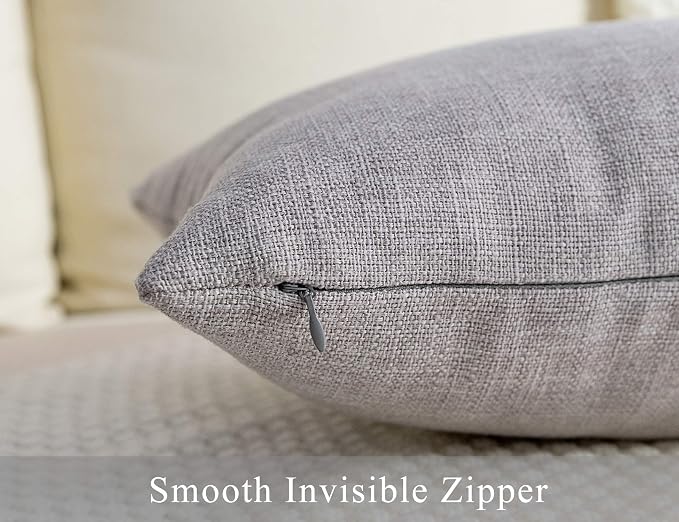 Stellhome Pack of 2 Burlap Throw Pillow Covers Farmhouse Linen Cushion Covers - Image 4
