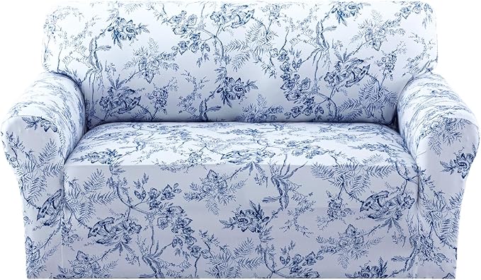 H.VERSAILTEX Floral Pattern Loveseat Cover Printed 2 Cushion Sofa Cover High by HVERSAILTEX